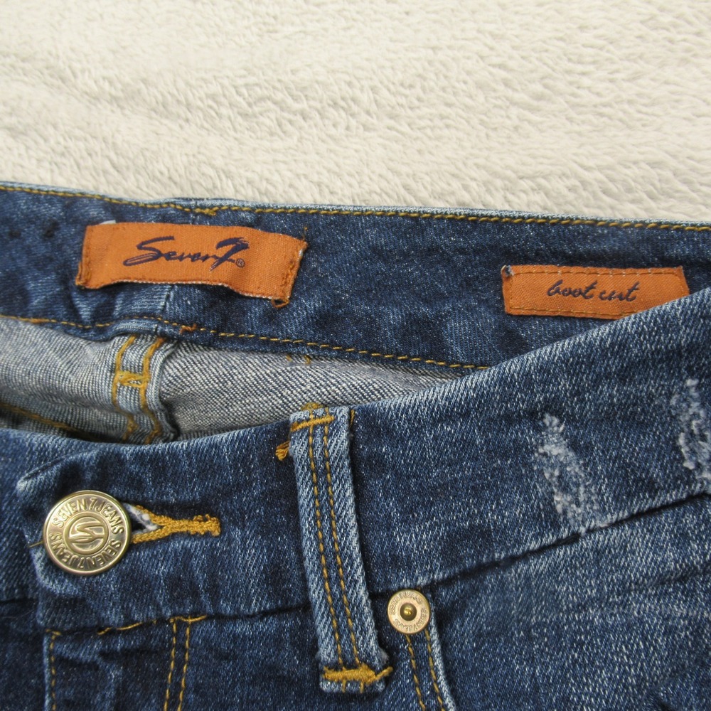 Seven 7 Jeans Womens 26 Medium Wash Denim Low Rise Bootcut Fade Whisker 27x28 - Picture 5 of 13